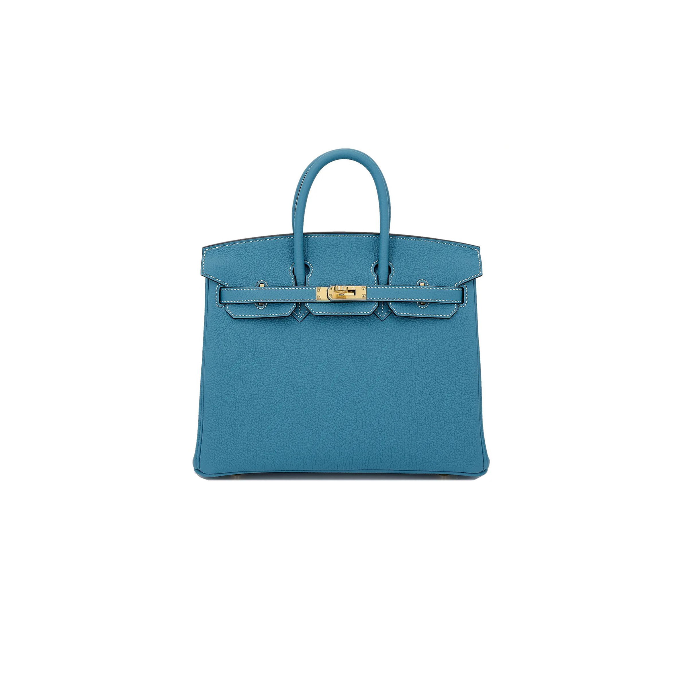 H**mes birkin 25 denim blue togo calfskin gold button 10099469 (25*20*13cm)